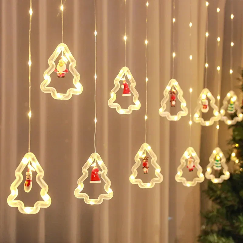 

Рождественское украшение, дневные огни, гирлянда, звезды, кольцо для рождественской елки, украшение для окна комнаты, цветные огни, украшение для дома