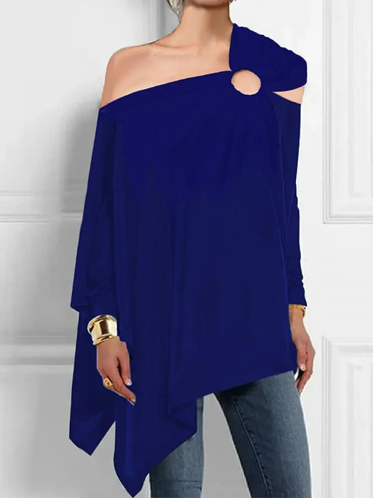 Женская Асимметричная рубашка Bonboho белая свободная футболка с одним плечом и