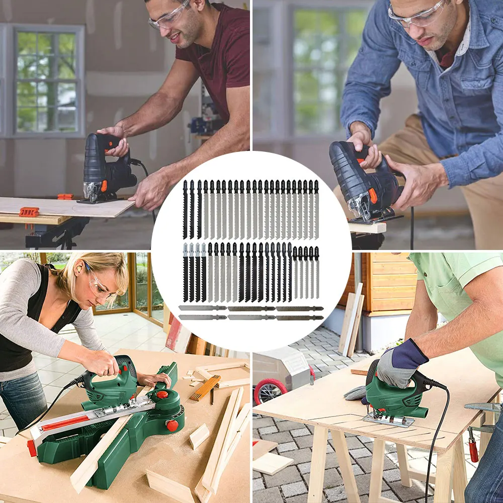 52Pcs/Set Jigsaw Blade Set T-Shank Bayonet Reciprocating Sabre Saw Blades for Wood Metal Cutting Compatible with Bosch Makita |