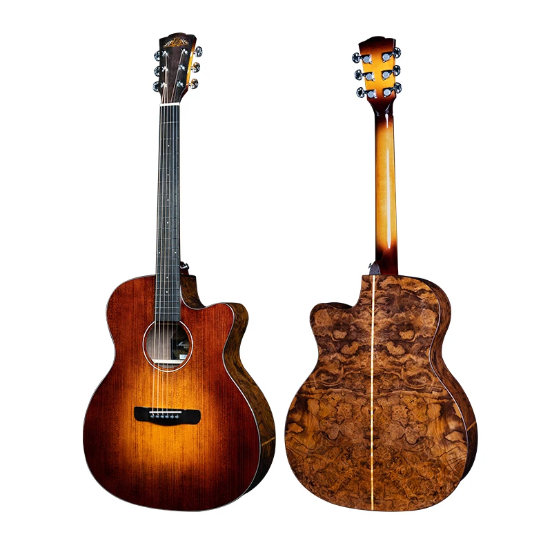 

Chinese High Quality Top Solid Spruce Black Walnut Burls Material 41 inch 6 string acoustic guitar