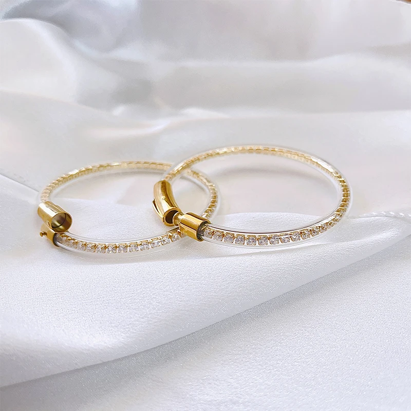 

Fashion Punk Gold Color Tennis Locker Chain Bracelet Bangles for Women Wedding Trendy Zircon Luxury Jewelry Party Gifts
