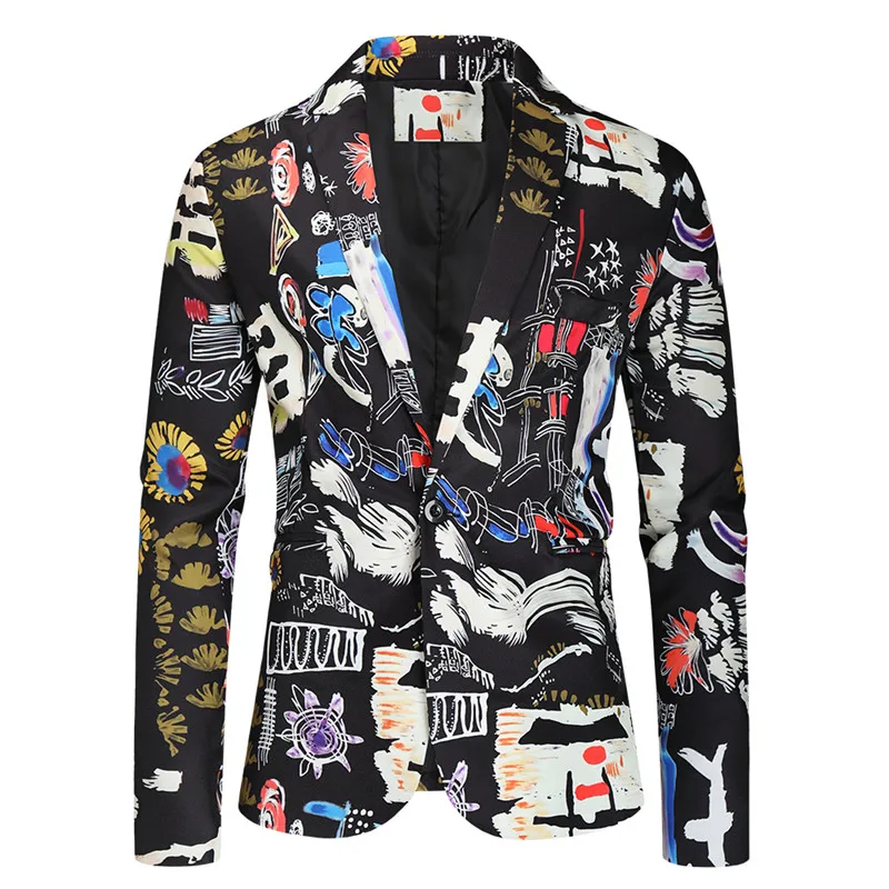 

Men's Spring and Autumn New Digital Printing Small Suit Long-sleeved Jacket 1 Single-breasted Size M-4XL Suit Jacket for Men