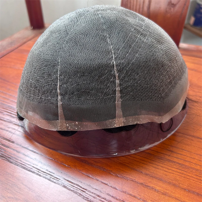 Парик Швейцарский из человеческих волос на сетке для мужчин сменный короткий