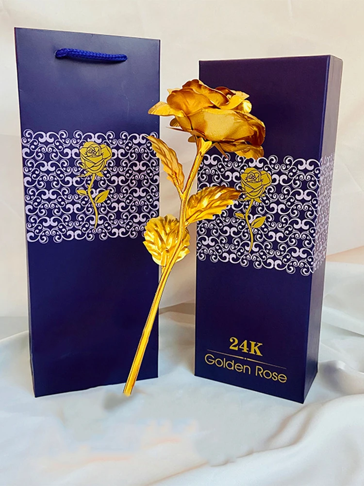 

1 коробка креативный подарок на день Святого Валентина покрытая 24 к фольга розовое золото роза долговечная любовь для свадебного декора Иск...