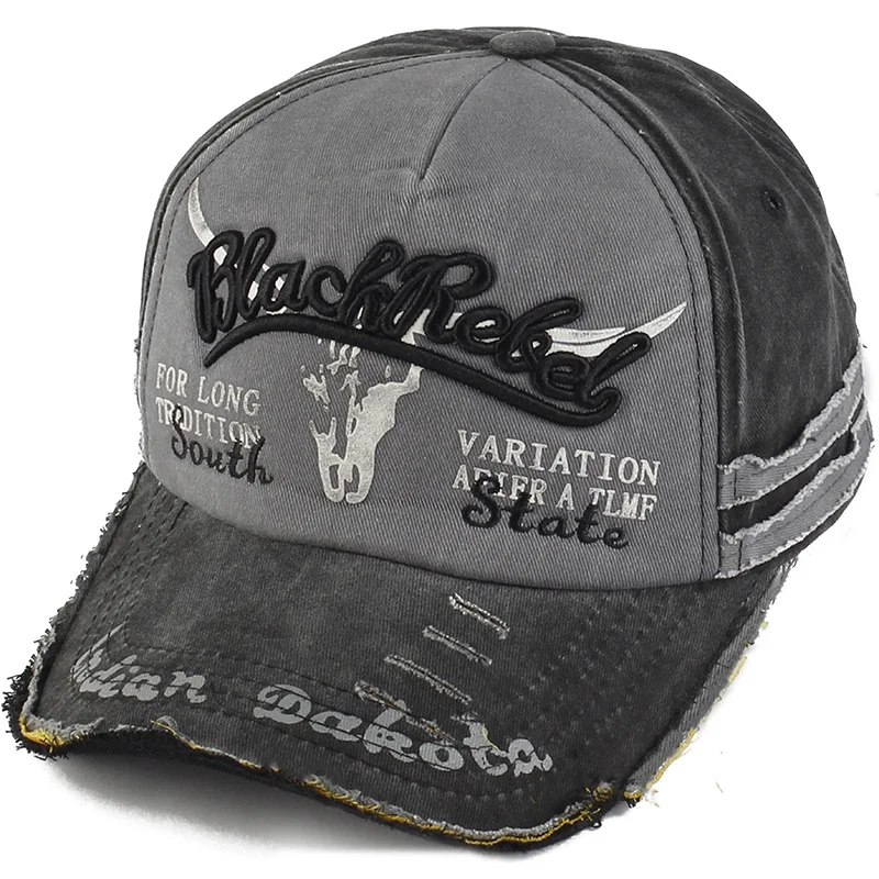 

Vintage Denim Bull Head Baseball Cap for Men Women Outdoor Sport Snapback Hat Dad Hat Fashion Trucker Hats Frayed Summer Sun Hat