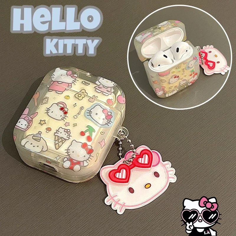 Sanrio Hello Kitty Наушники для Airpods 1 2 Pro креативный милый прозрачный чехол с защитой от