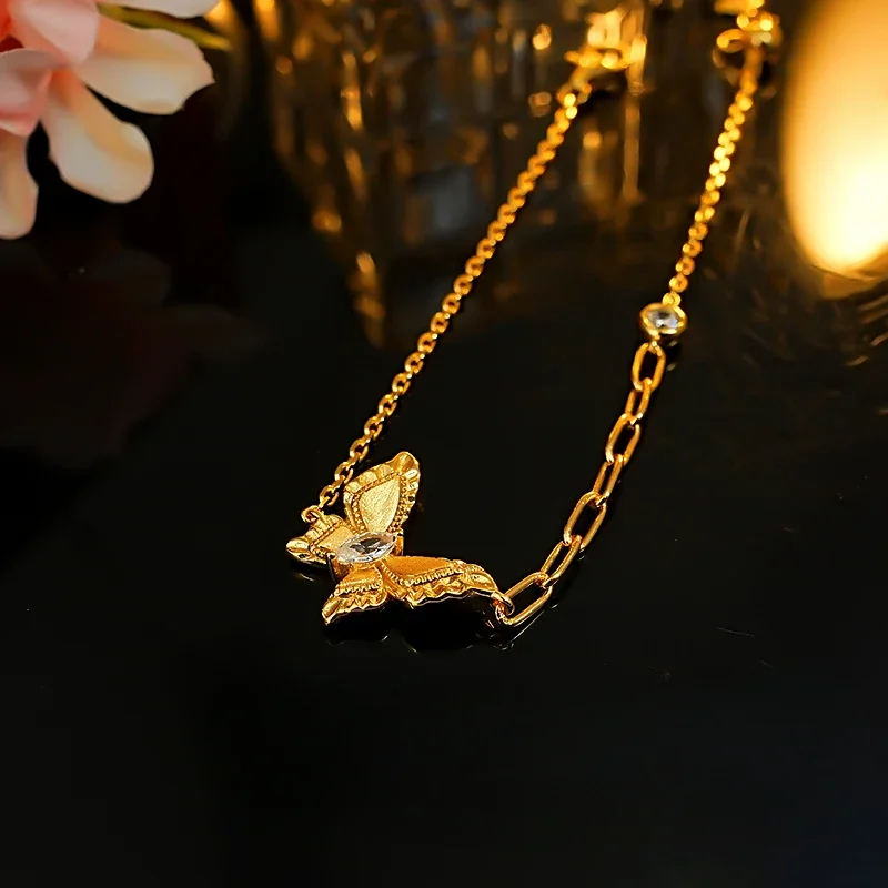 Новый браслет с матовой бабочкой для женщин серебро 925 пробы в винтажном стиле из