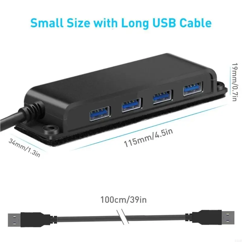 Монтируемый USB-центр с 4 портами, быстрая передача данных 5 Гбитс, удлиненный кабель длиной 3,3 фута для компьютерной набор (art.: 3920da40eebdb) - 3920da40eebdb