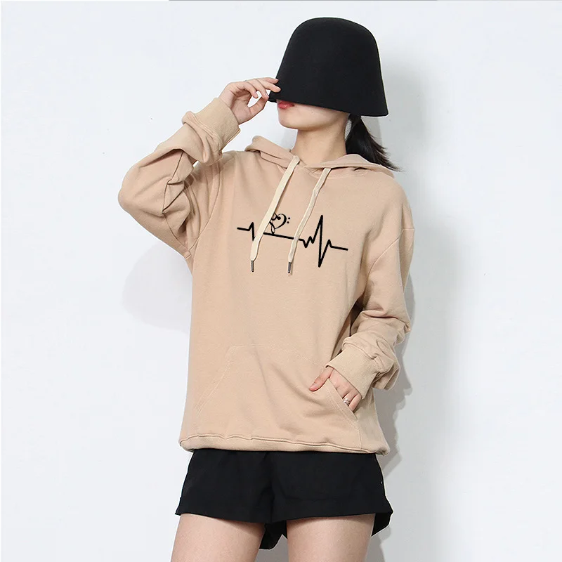 

Hooded Sweater Women's Spring Autumn Hoodies Outdoor Loose Pullover Tops Harajuku Printed Sweatshirts Sudadera Mujer