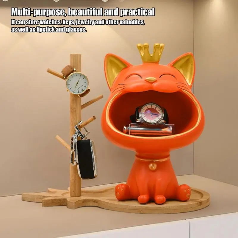 

Подставка для ключей с изображением кошки удачи, статуэтка на входе, статуя из смолы, поделки, украшение, коробка для хранения конфет и мелоч...