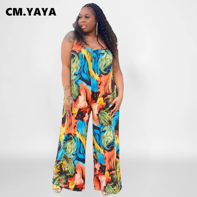 

Комбинезон niye Aya размера плюс Женский, черный, на бретелях, с широкими штанинами, свободный, с 2022, большого размера