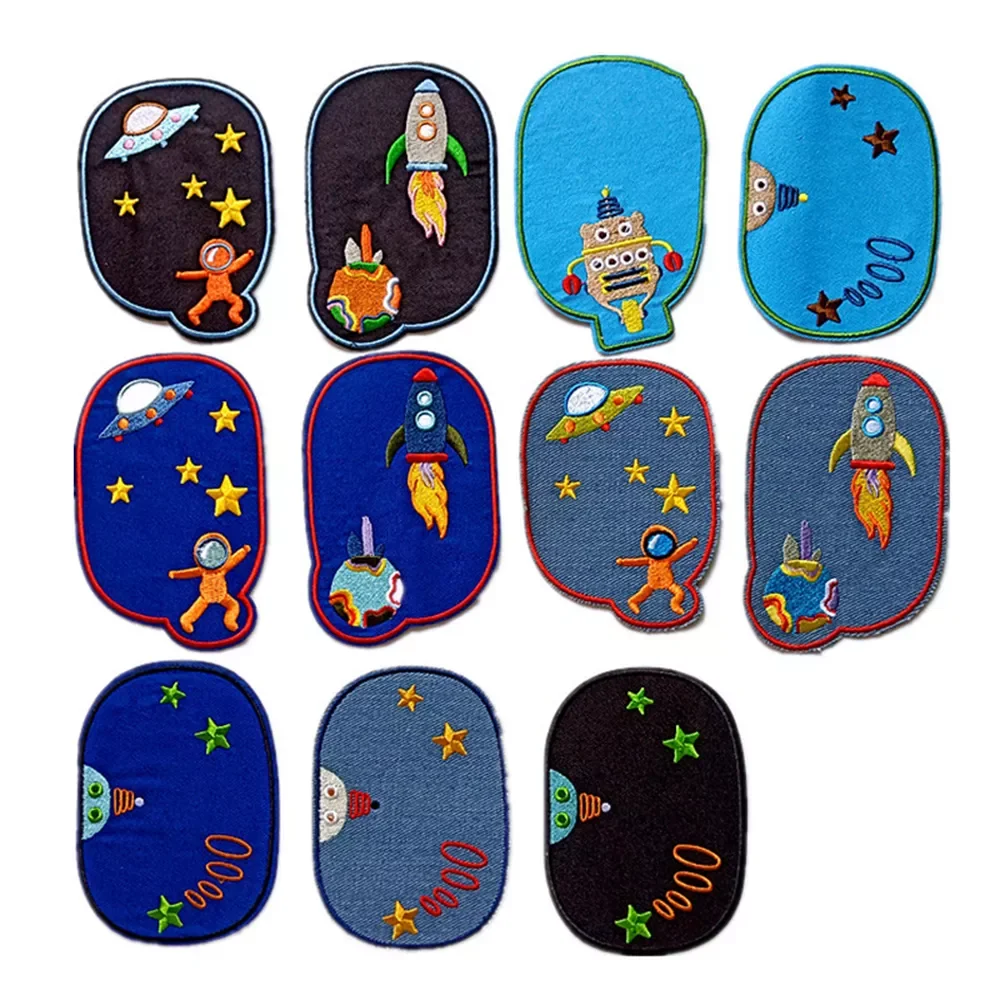 

5Pcs Sewing Repair Elbow Knee Patches Iron On Patch For Clothing Jeans Stripes Stickers Embroidered Badge Children Cloth