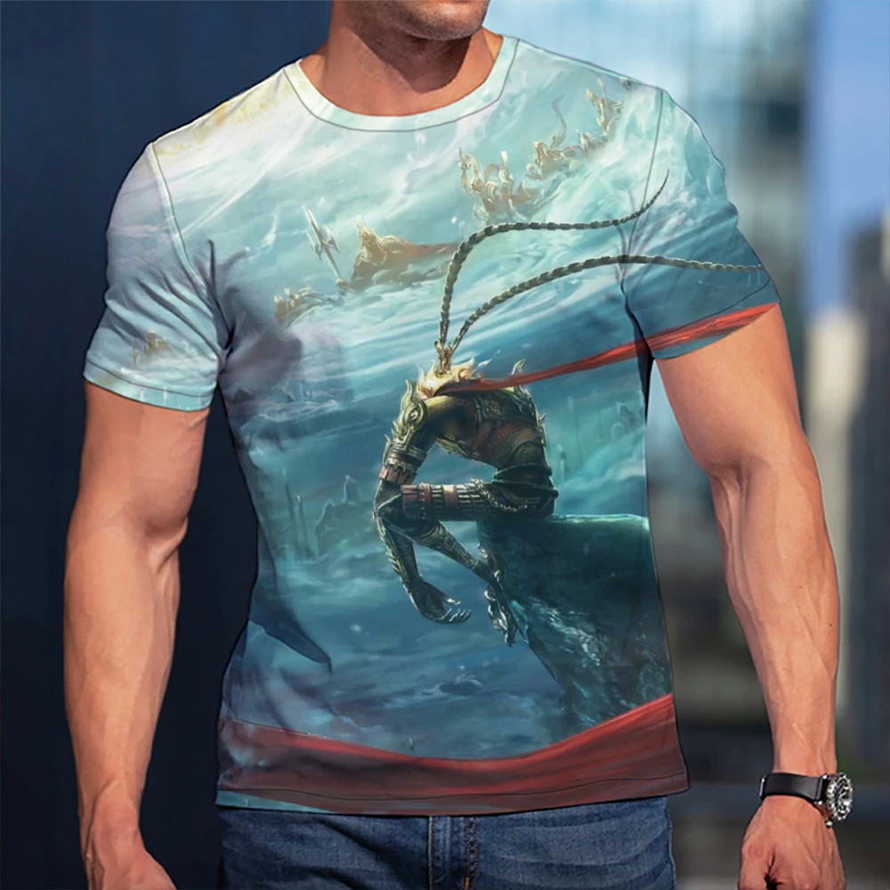 

Футболка мужская с 3D-принтом, модная уличная одежда с рисунком аниме обезьяны короля героя, футболка с коротким рукавом и круглым вырезом, л...