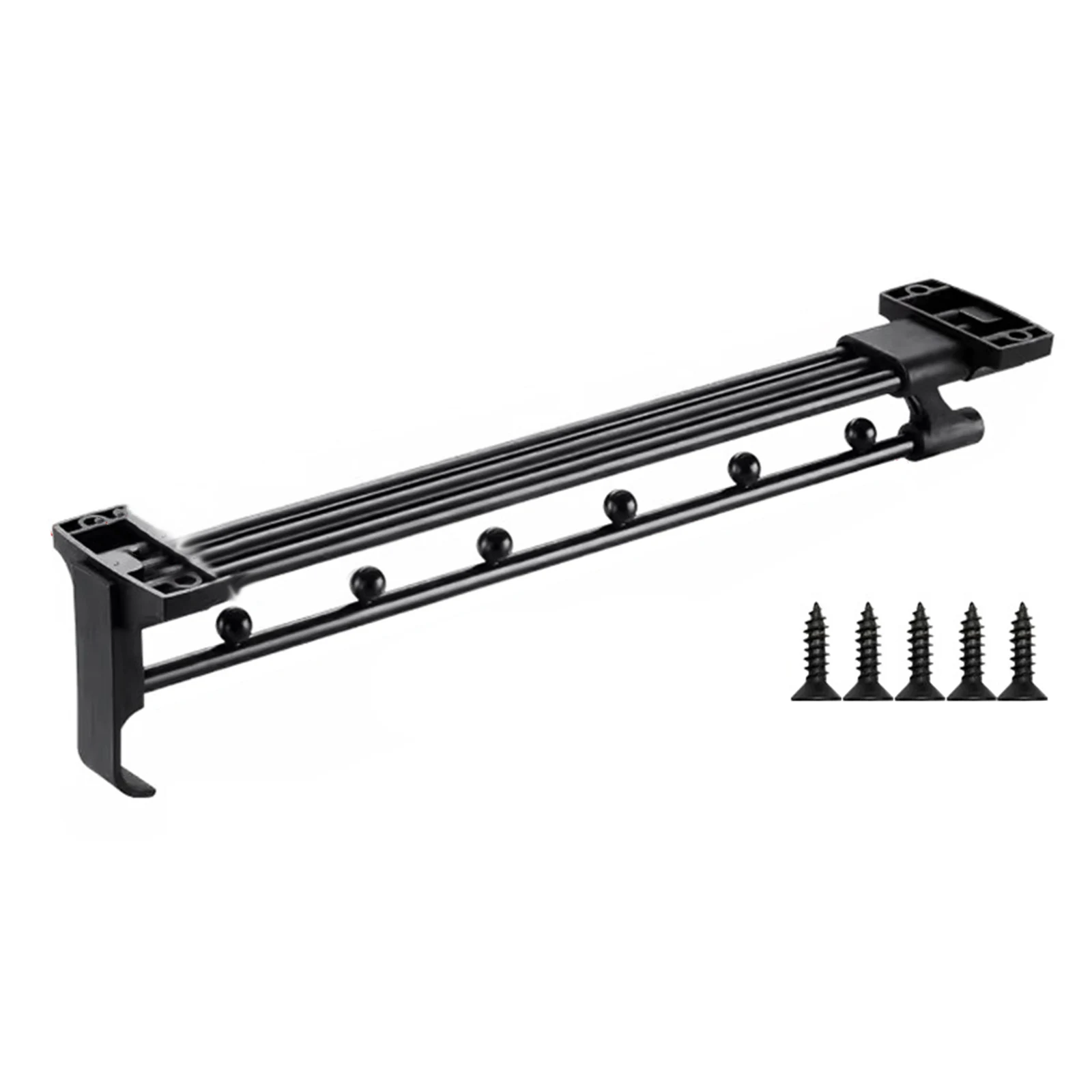

Closet Rod Wardrobe Rod Black Closet Organizer Hanger Rod Long Life Multifunctional Retractable Hanger 5*screws