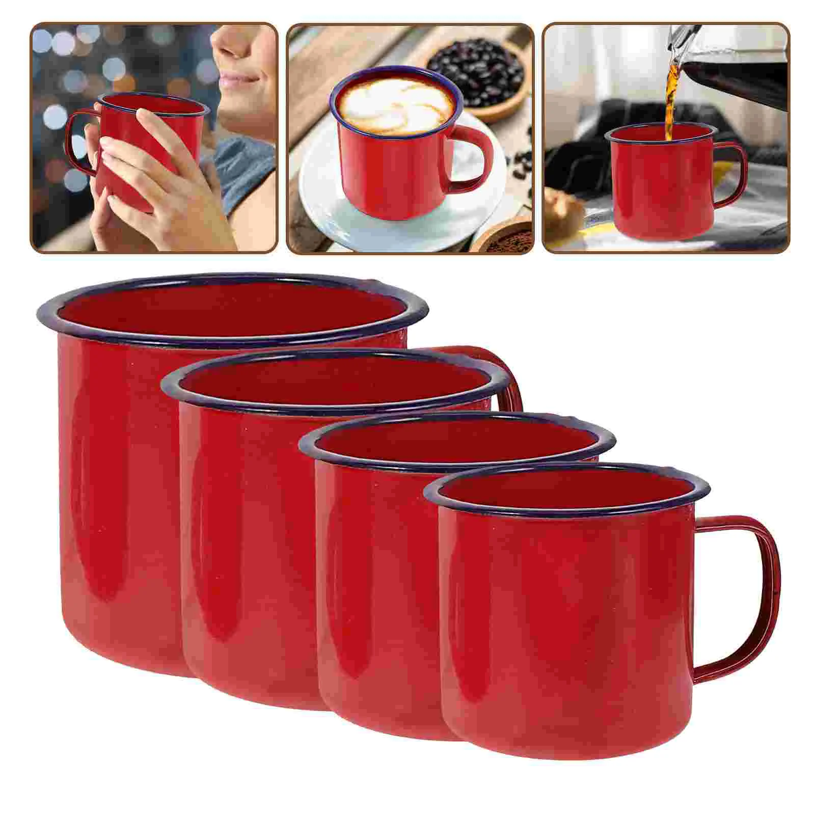 

4 Pcs Camping Coffee Mugs Enamel Cups Juice Portable Multifunction Water Home Milk Office