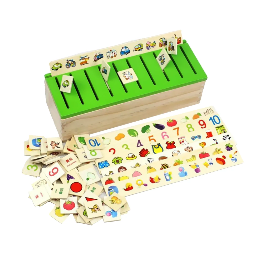 

80PC (8 Category) Toy Educational Games Box Classification of Figure Wood