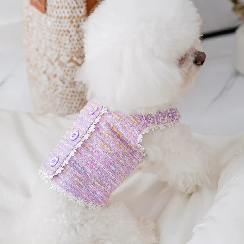 

Spring dog vest color lace cat cardigan small puppies summer vest pet clothes