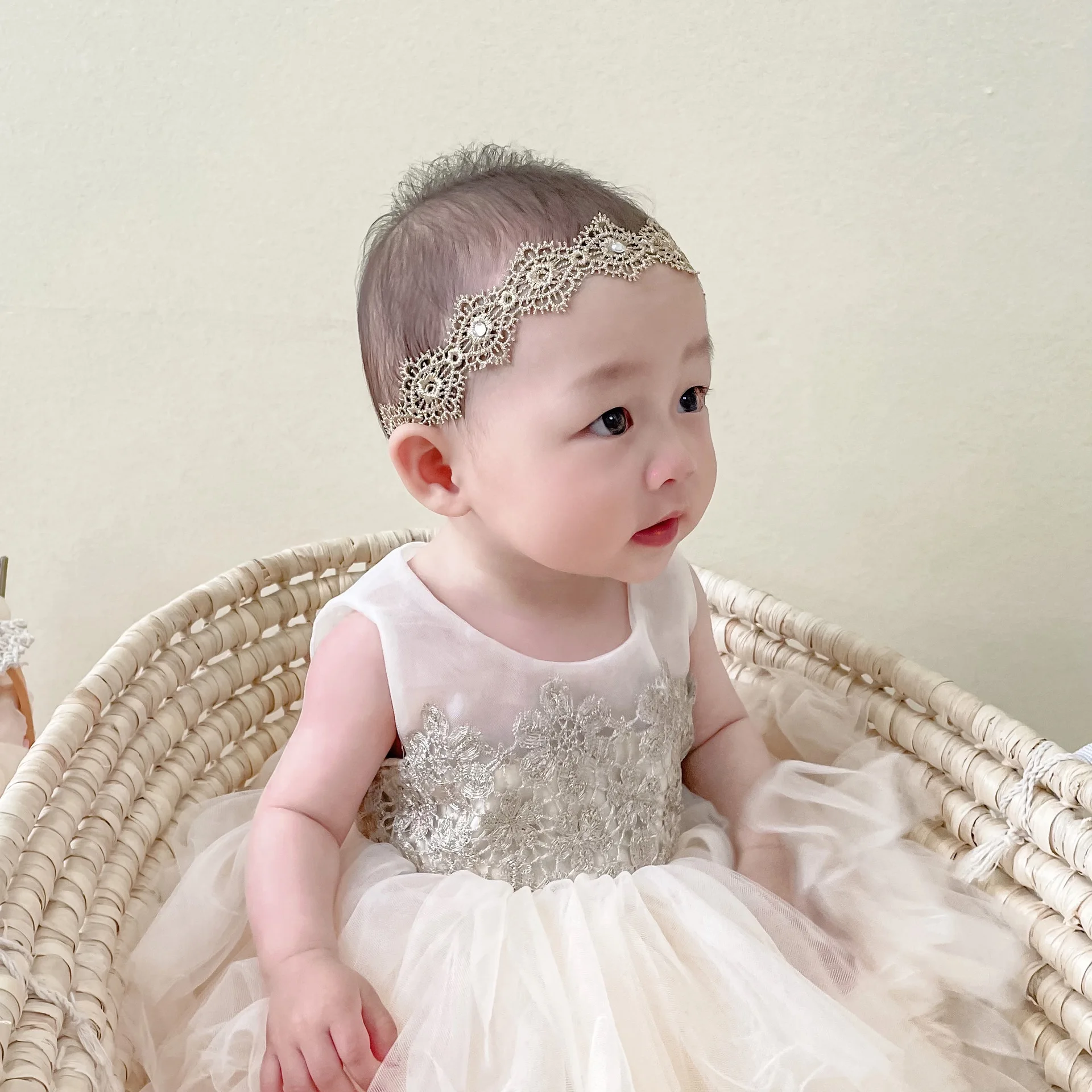 Newborn Headband for Girls Hollow Lace Korean  Hair Accessories  Wedding Flower   Baby Girl Birthday Party