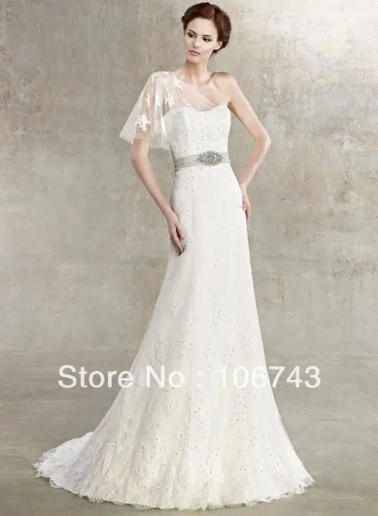 

2018 rhinestone bridal gown One Shoulder Straps Beaded Crystal Applique Lace Custom vestido de noiva mother of the bride dresses