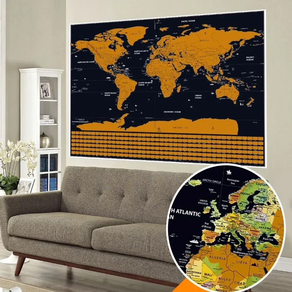 

Deluxe Scratch The Travel Map | Scratch Off Map Wall Art Poster Home Decor Painting, Travel Journal Alternative | Travel Gifts