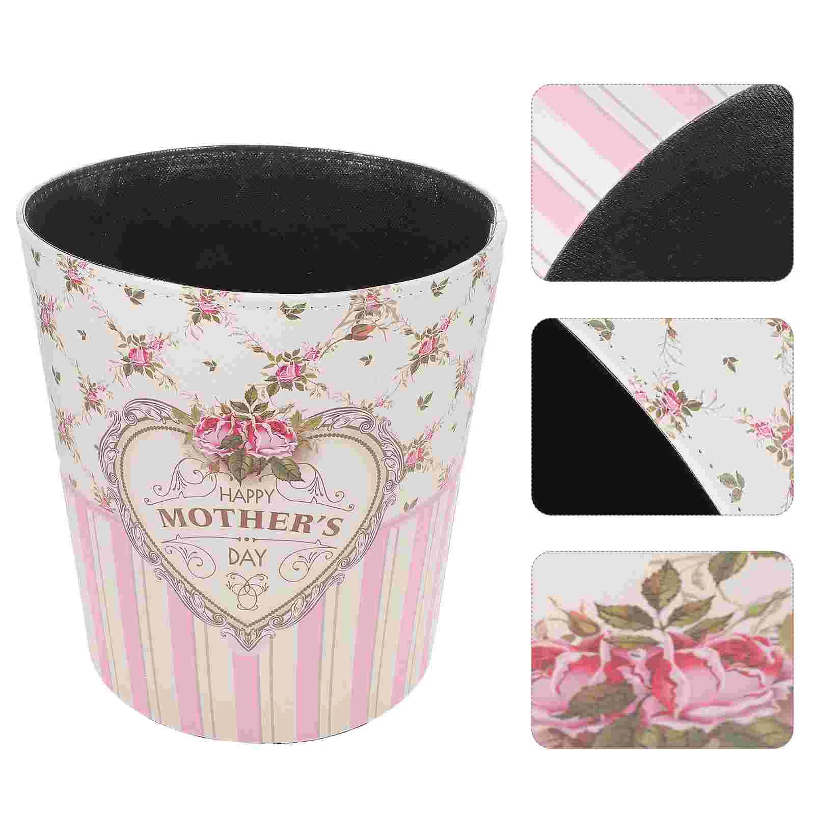 

Round Garbage Bin Garbage Basket Car Decor Waste Paper Bucket Car Garbage Bin No Cover Vintage Waste Container
