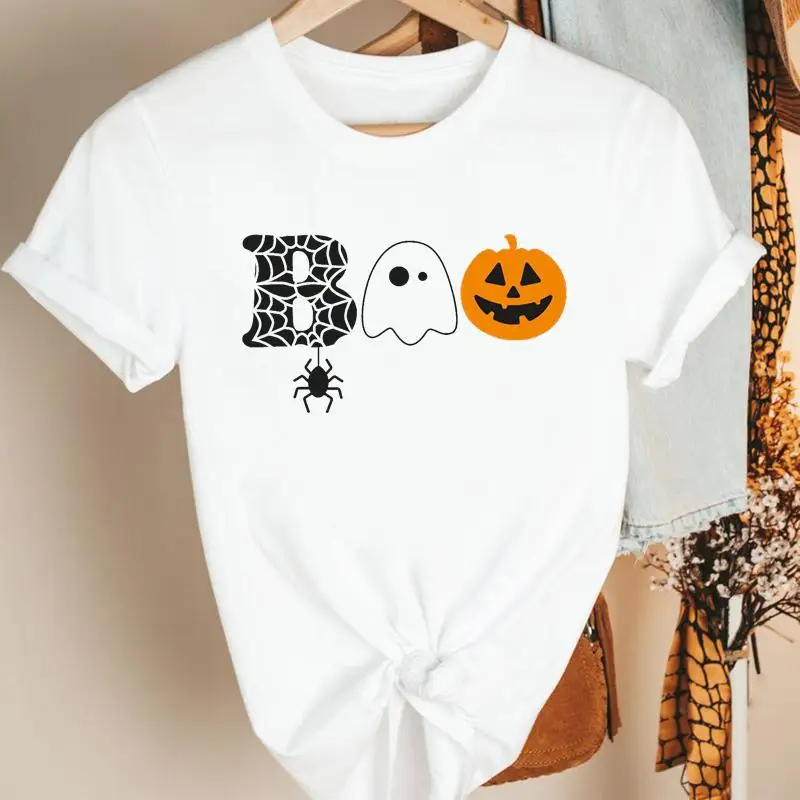 

Thanksgiving Funny Pumpkin Face Ladies Halloween Print Women Autumn Fall Clothing Cartoon Tshirt Nice Tee Top Graphic T-shirt