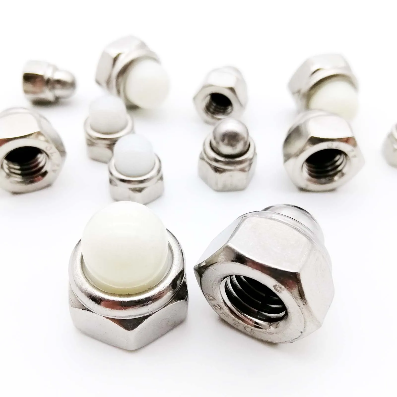 

2/10X M4 M5 M6 M8 M10 M12 304 Stainless Steel Acorn Cap Cover Dome Hex Hexagon Nylon Insert Lock Nut Self-locking Nylock Locknut