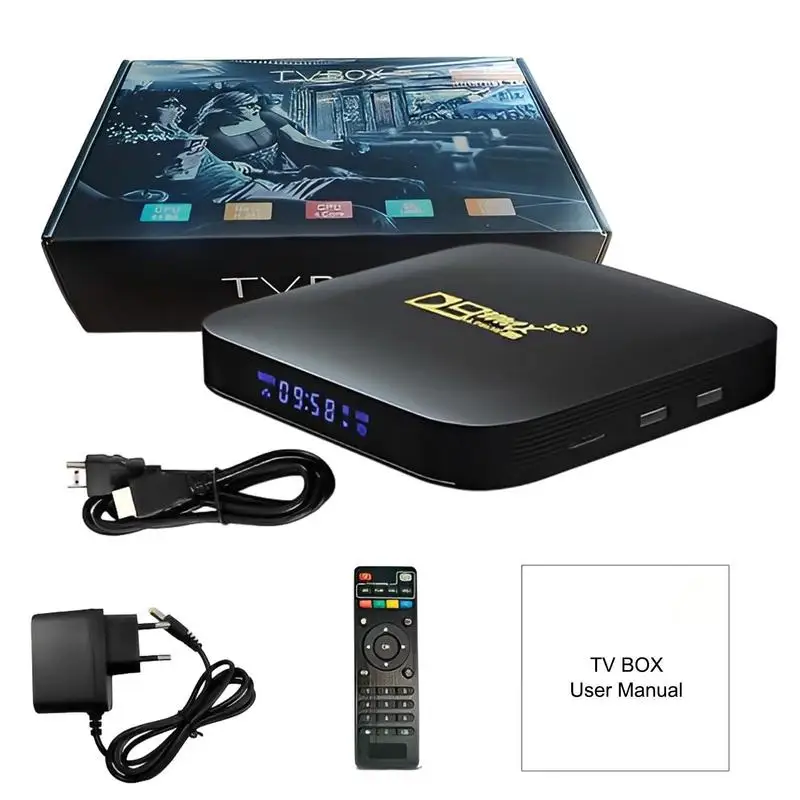 

Smart TV Box D9max For Androids Fluent STB Box 11 4K H.265 2.4G 5G WIFI Media Playe Wifi Set Top Box 16GB Network TV Player