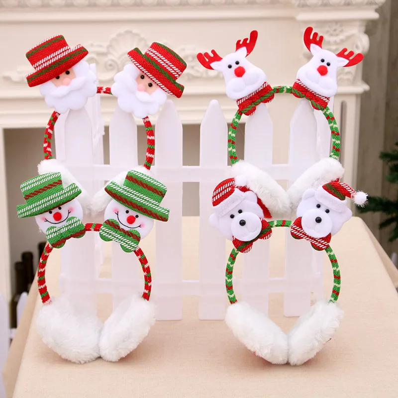 

Christmas Headband for Kids Cartoon Cute Christmas Hairband Earmuffs for Adults Dressed Up In Christmas Hair Clip Earmuffs