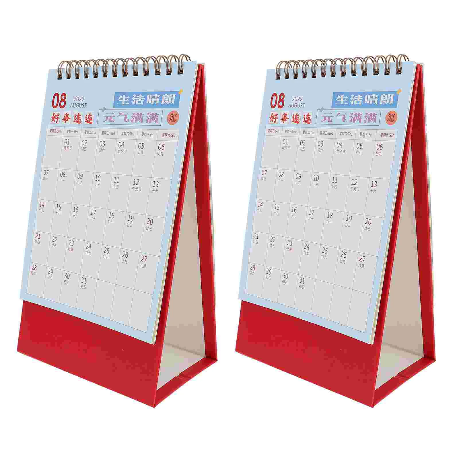 

2Pcs Household 2022 Calendar Ornament Stylish Annual Weekly Calendar Desktop Decor
