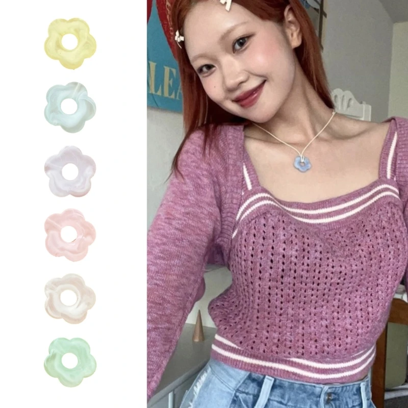 

Акриловые подвески с одиночными отверстиями, матовые цветы, украшение для изготовления ювелирных изделий, аксессуары T8DE