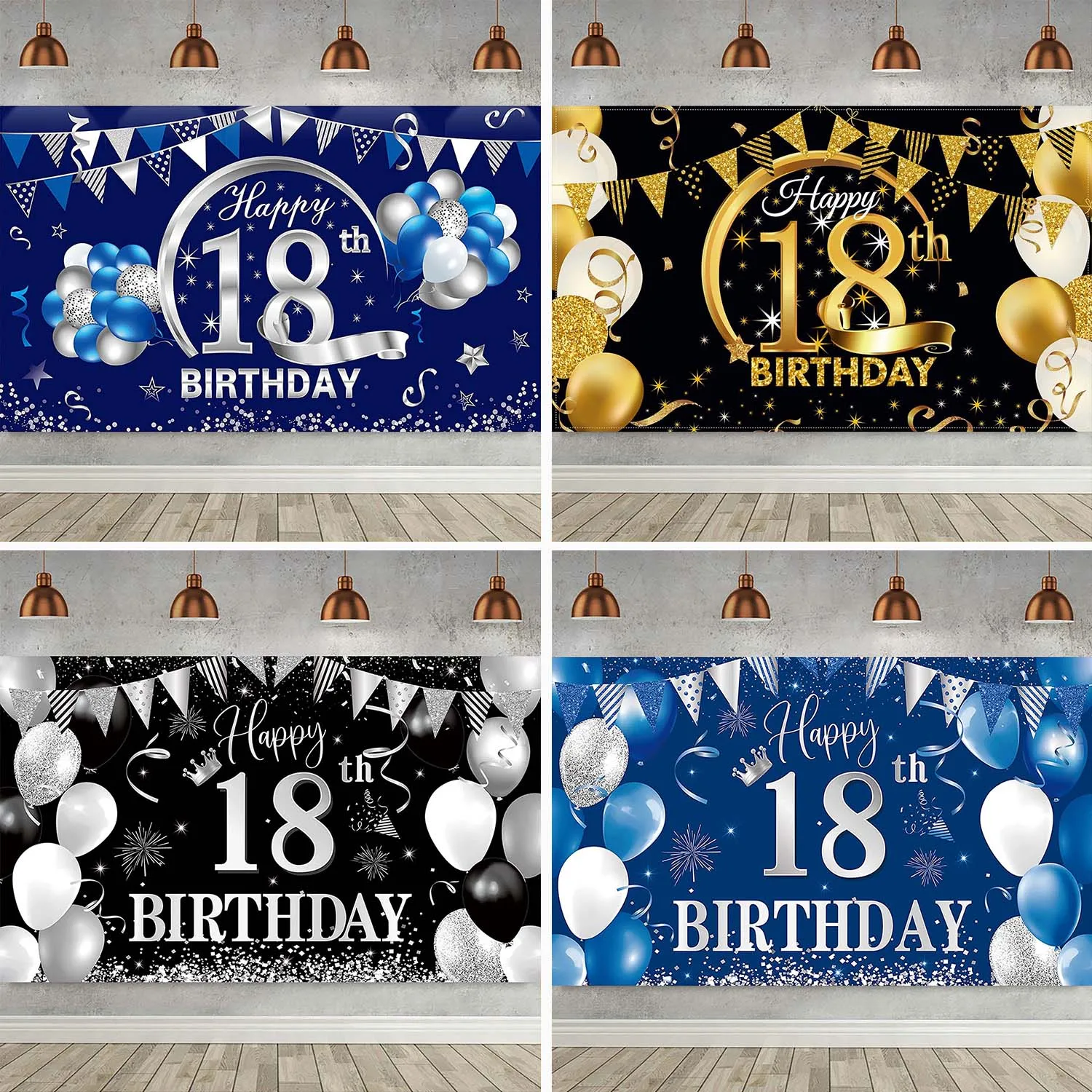 

Фотофон с надписью "Happy 18-й день рождения"