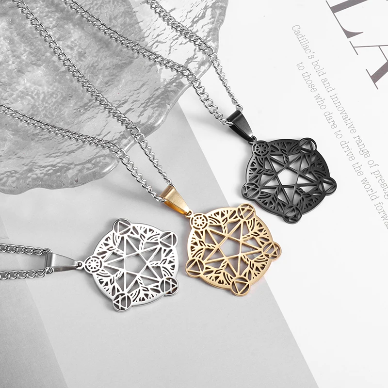 

Men Ladies Fashion Vintage Tree of Life Stainless Steel Pendant Magic Array Star Necklace Casual Party Accessories