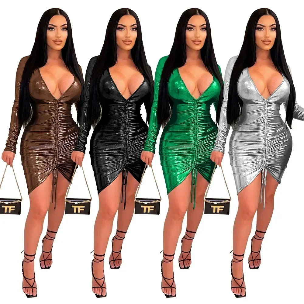 Летнее европейское новое модное сексуальное платье-футляр с глубоким V-образным
