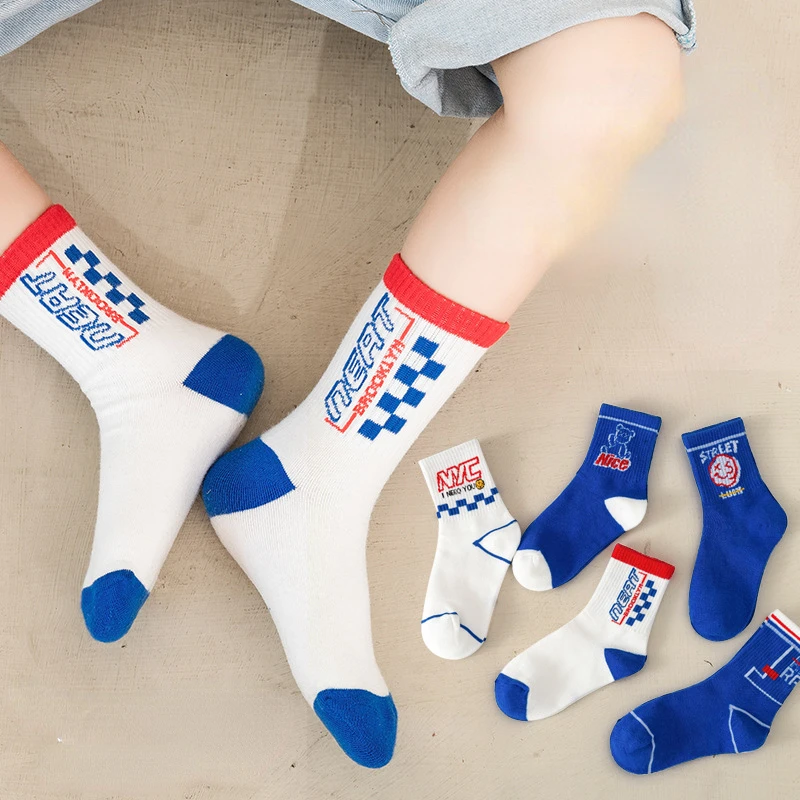 

5 Pairs/Lot Kids Sock Boy Girl Cute Klein Blue Fashion Socks Cotton Infant Child Comfortable Casual Socks 1-12 Years