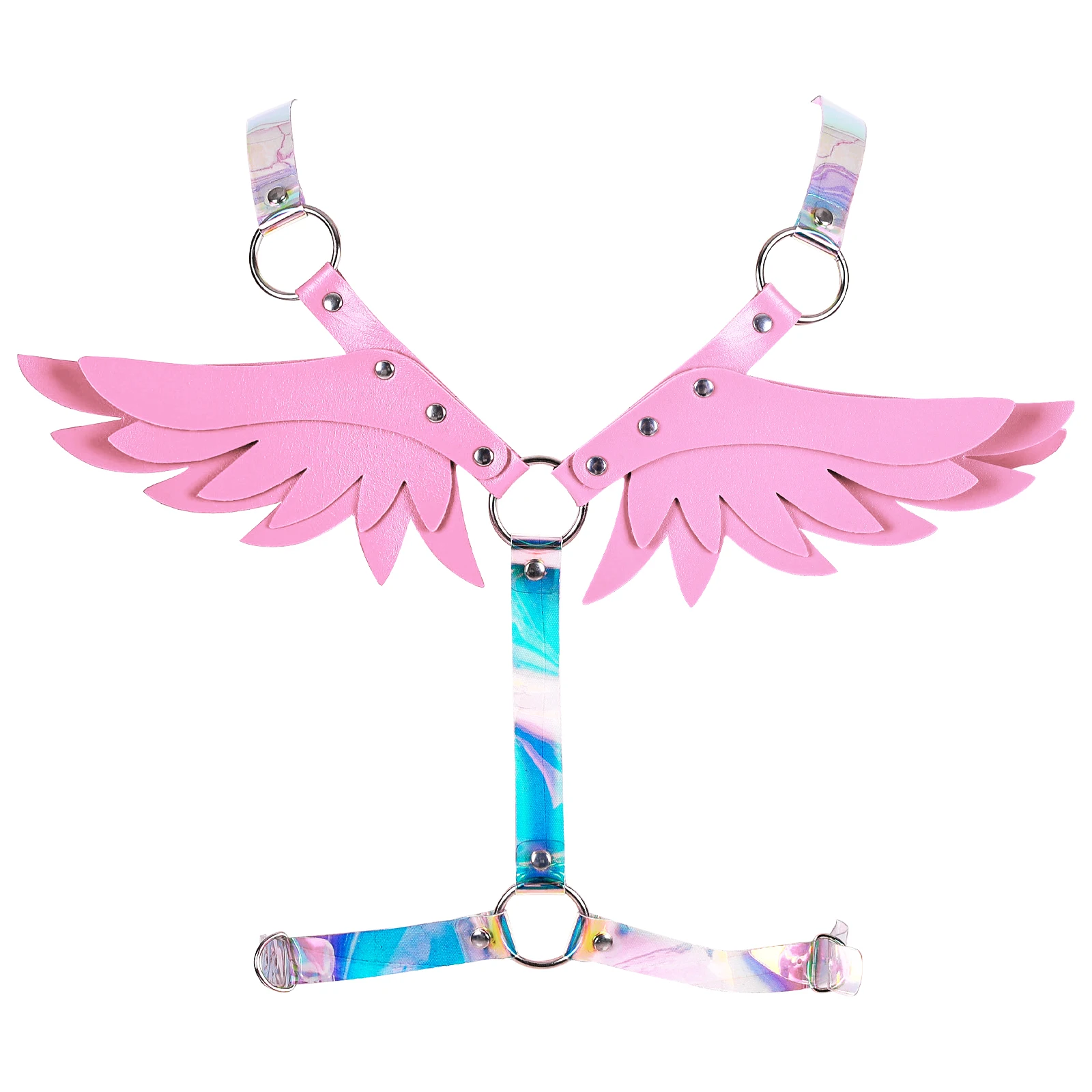 Women Goth Clothing  Fetish Leather Harness Bra Angel Wing Body Bondage Cage BDSM Belt Punk Gothic Straps Erotic Sexy Lingerie