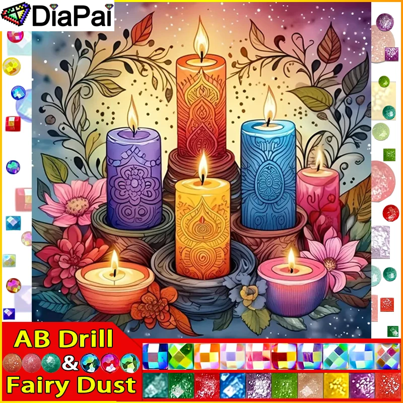 DIAPAI Fairy Dust AB &quotColored Candles&quotDiamond Painting 5D Full Square/Round Drill Home Decor DIY Diamond Embroidery Cross Stitc