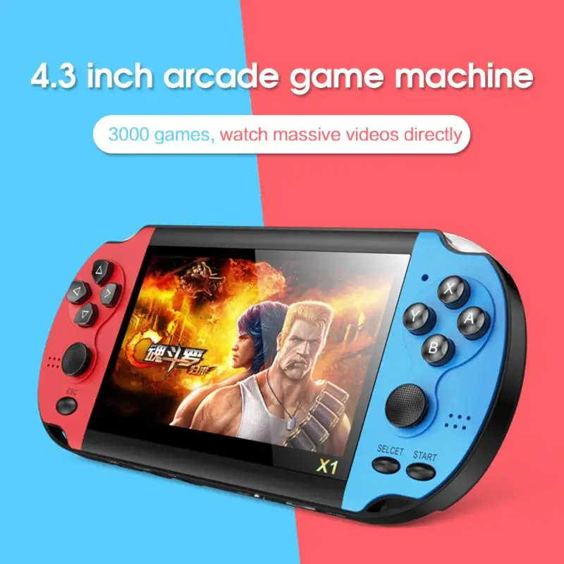 

X7 4.3 Inch Handheld Video Game Console Dual Joystick Mini Portable Game Console Built-in 10000 Classic Free Games Support TV