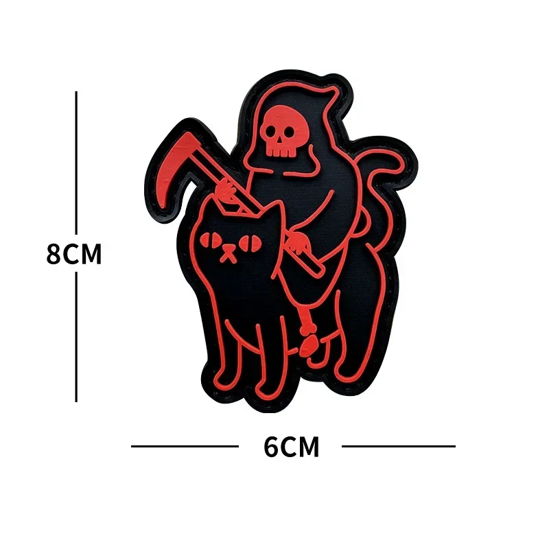 Серп жнец моральный значок ночное свечение череп кошка ПВХ нашивки на липучке