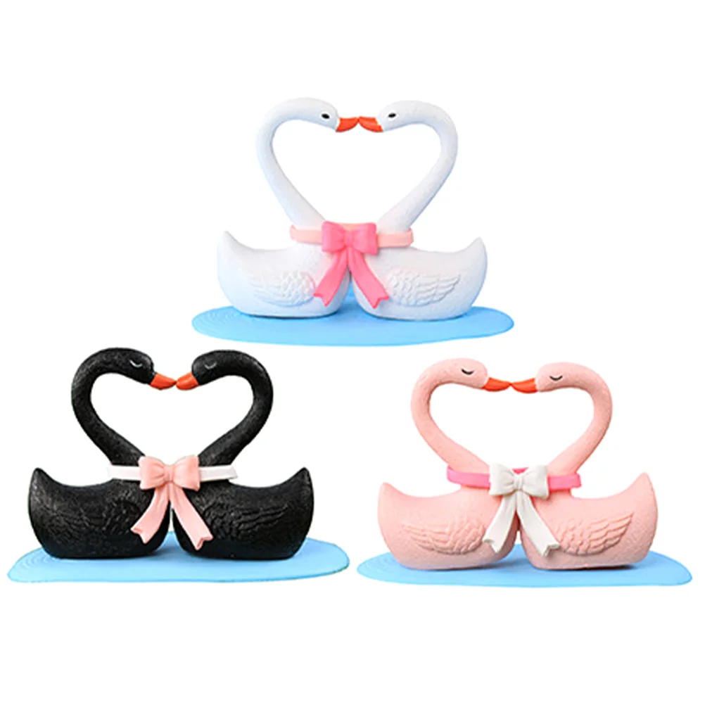 

Swan Statue Animal Mini Figurine Couple Kissing Sculpture Birds Ornament Decoration Figures Landscape Showpiece Pair Miniature