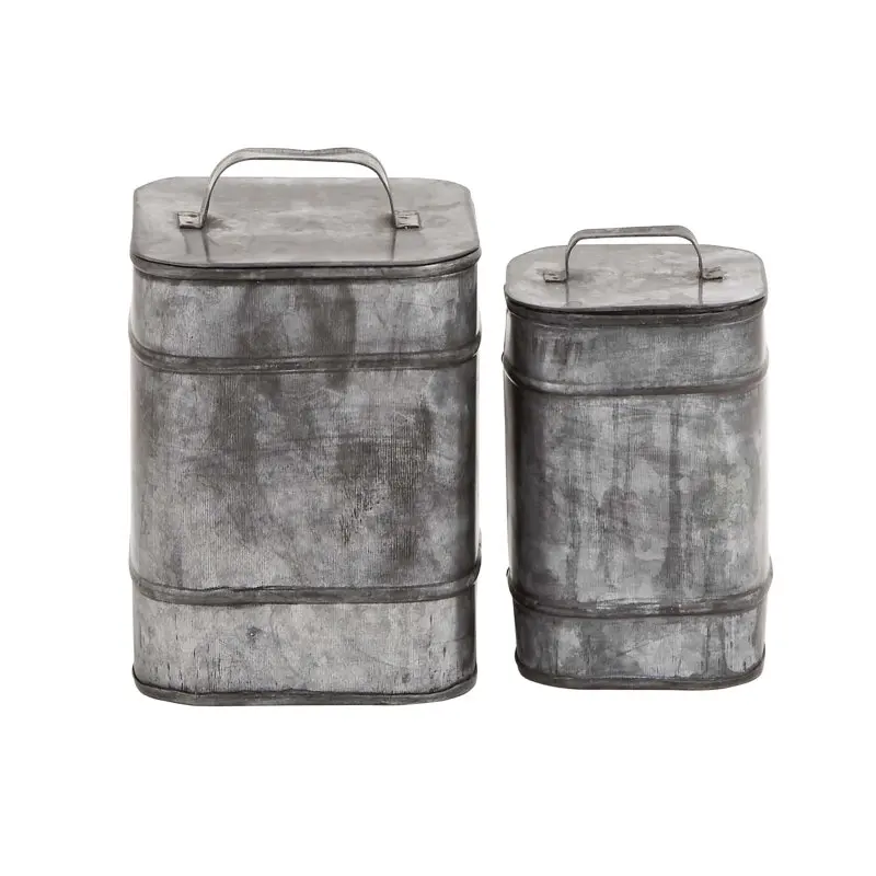 

x 8" Silver Metal Canisters, 2-Pieces