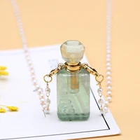 natural stone fluorite perfume bottle pendants gold color link chain for women necklace jewelry reiki heal party gifts