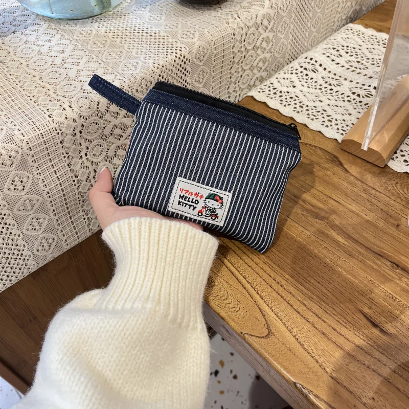 Сумка для монет Hello Kitty кошелек Sanrio милая джинсовая сумка хранения в стиле аниме