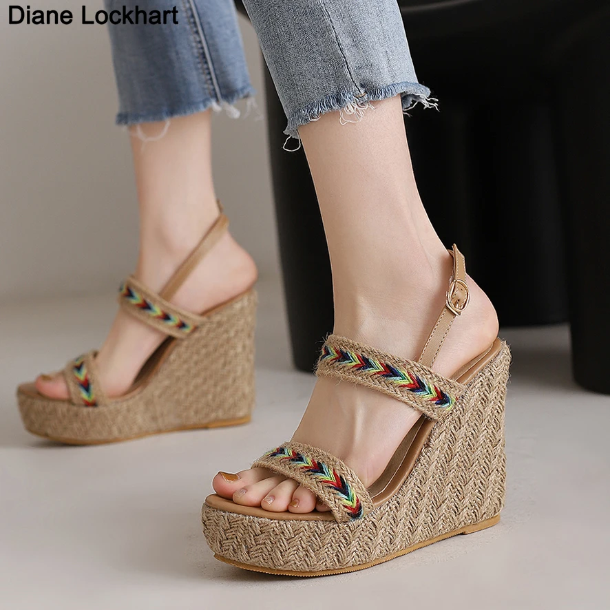 

Summer Ladies Platform Sandals Women Comfortable Wedges High Heels Pumps Sandalia Female Summer Espadrilles Shoes Size 33 42