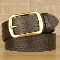 high quality first layer cowhide mens belt pure copper buckle casual crocodile pattern belt real cowhide designer jeans belt
