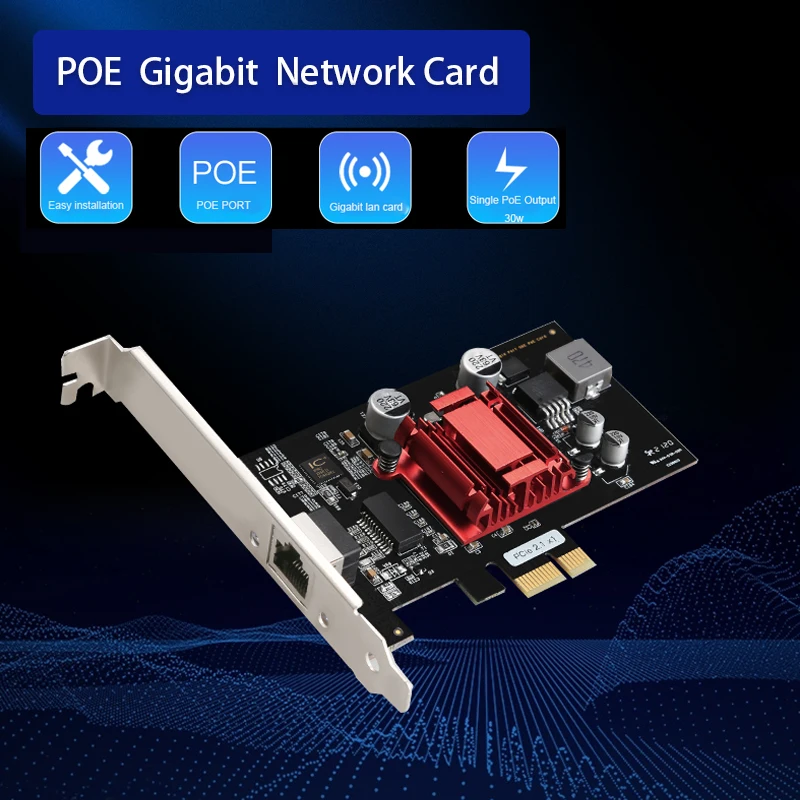 Gaming adaptive PCIE POE Gigabit Network Card Ethernet Intel I210 for Desktop RJ-45 LAN Adapter computer accessorie 100/1000mbps