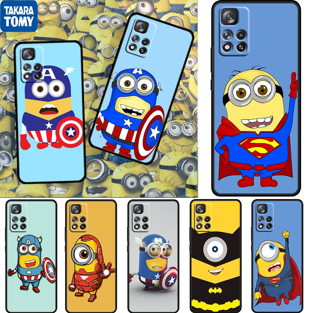 

Boy Anime Minions Kevin For Xiaomi Redmi Note 11 10 11T 10S 9 9S 8 7 5G 4G Soft Black Phone Case Fundas Coque Capa Cover Shell