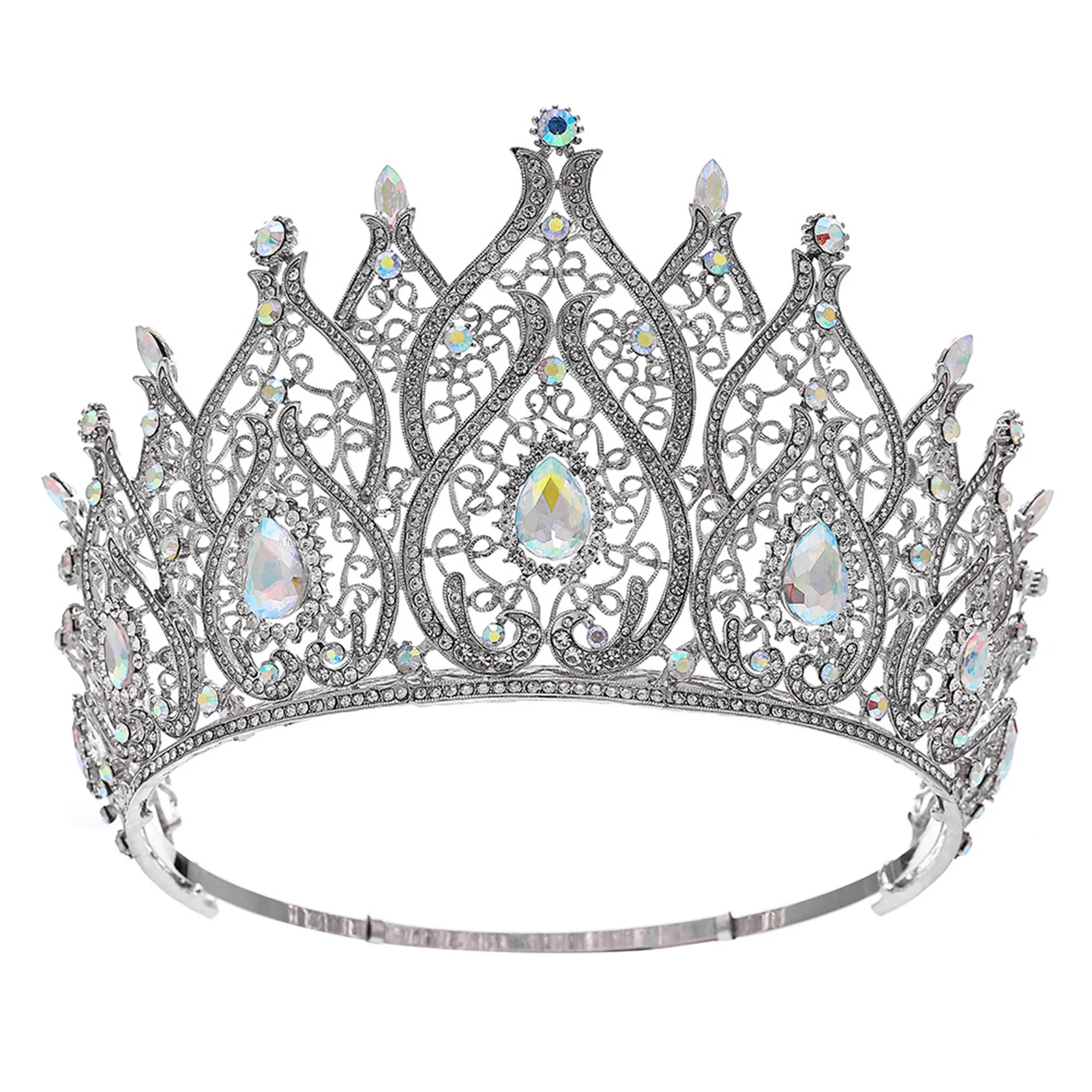 

Baroque Crystal Round Crown Tiara Vintage Rhinestone Women Crowns And Tiaras Headbands Bridal Wedding Hair Accessories Jewelry
