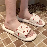 Women Cute Heart Pattern Slippers Indoor Home Non-slip Slippers Soft EVA Bedroom Shoes Folds Ladies Outdoor Beach Vacation Slide
