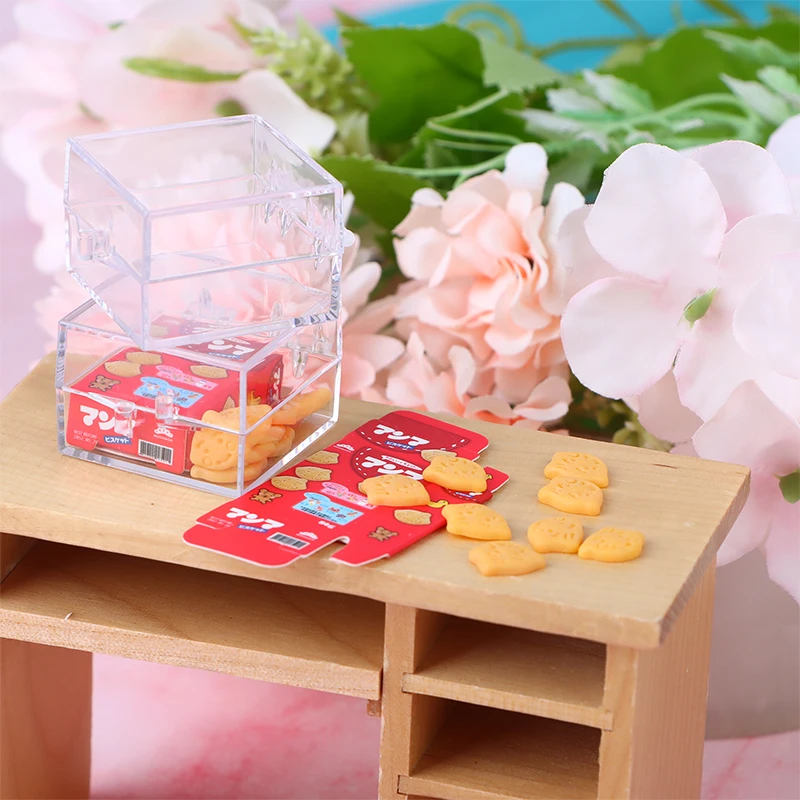 

New 1/12 Dollhouse Simulation Cookies With Box Dolls House Mini Biscuit Food Toys Dollhouse Decoration Accessories